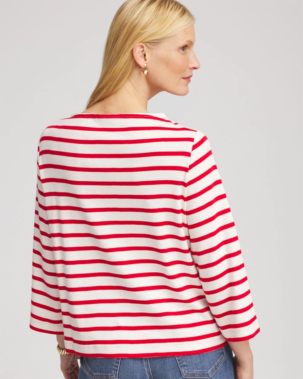 Chico's | Bateau Neck Stripe Top/ Love Letter Red
