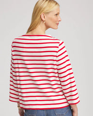 Chico's | Bateau Neck Stripe Top/ Love Letter Red