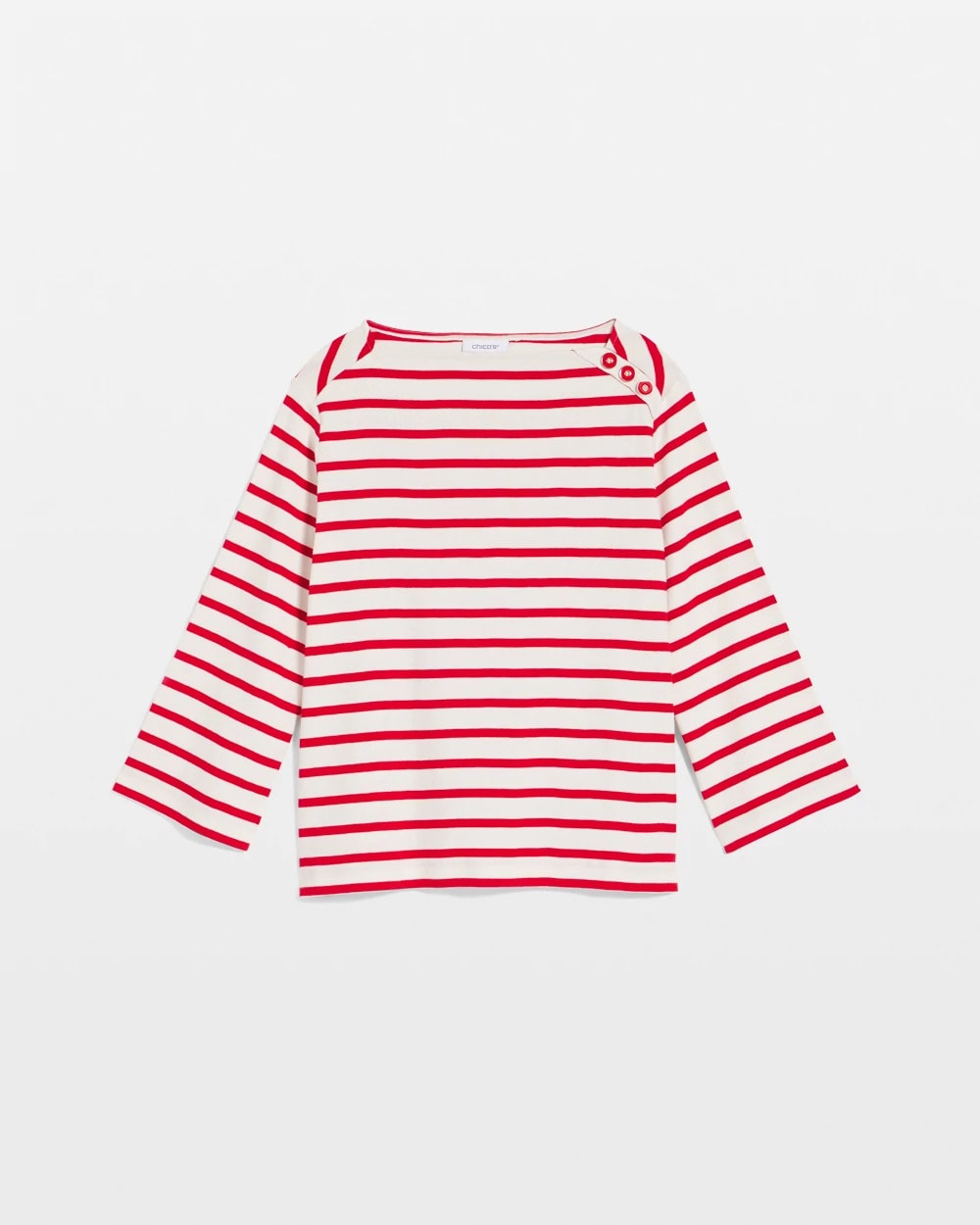 Chico's | Bateau Neck Stripe Top/ Love Letter Red
