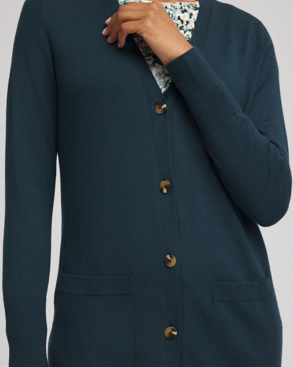 Chico's | Ella Pocketed Cardigan Sweater/ Teal Shadow