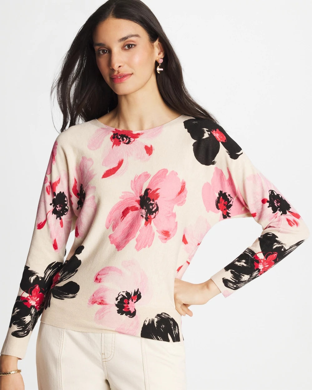 Chico's | Printed Bateau Dolman Pullover/ Sweet Blossom