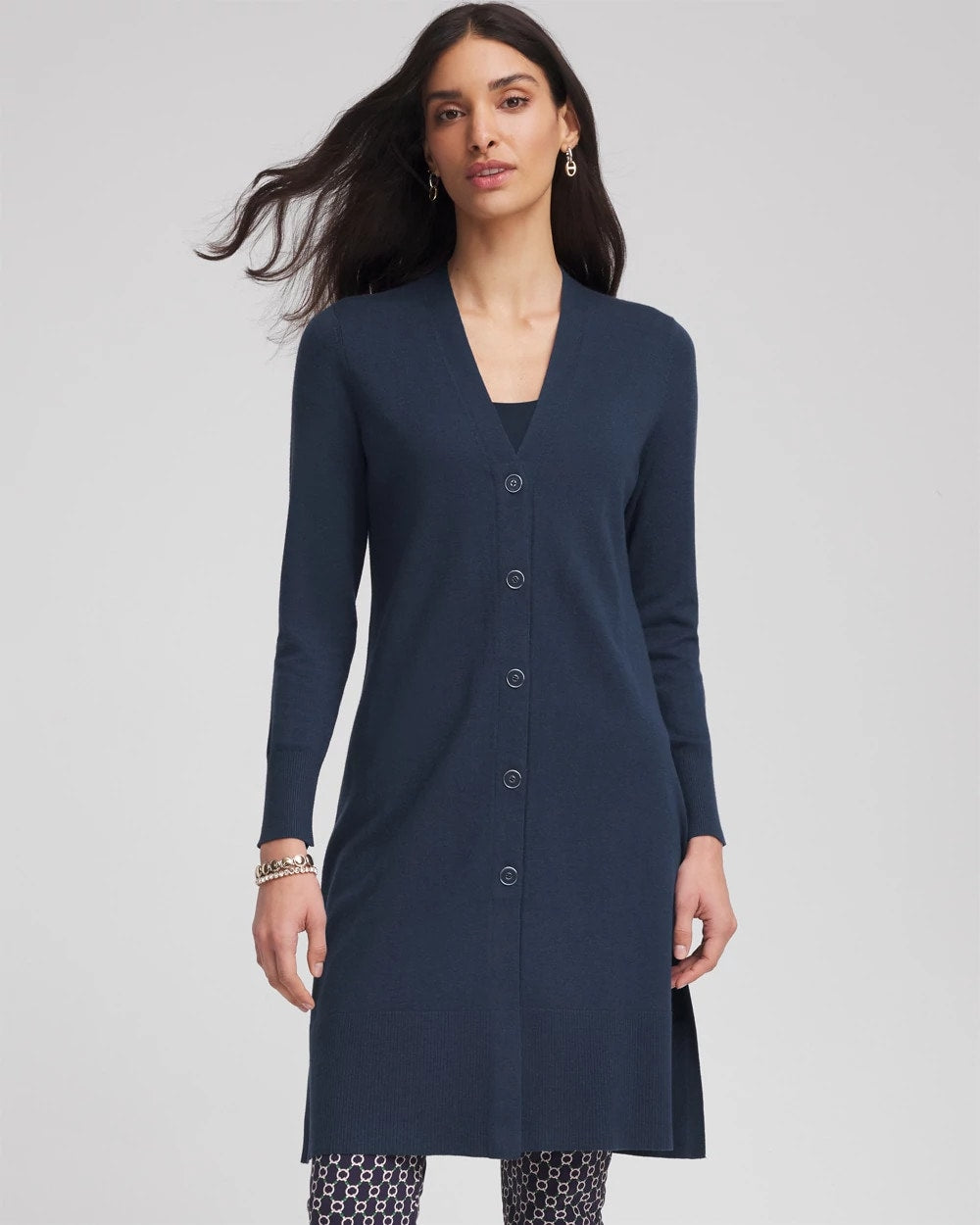 Chico's | Novelty Duster Button Cardigan/ Passport Blue