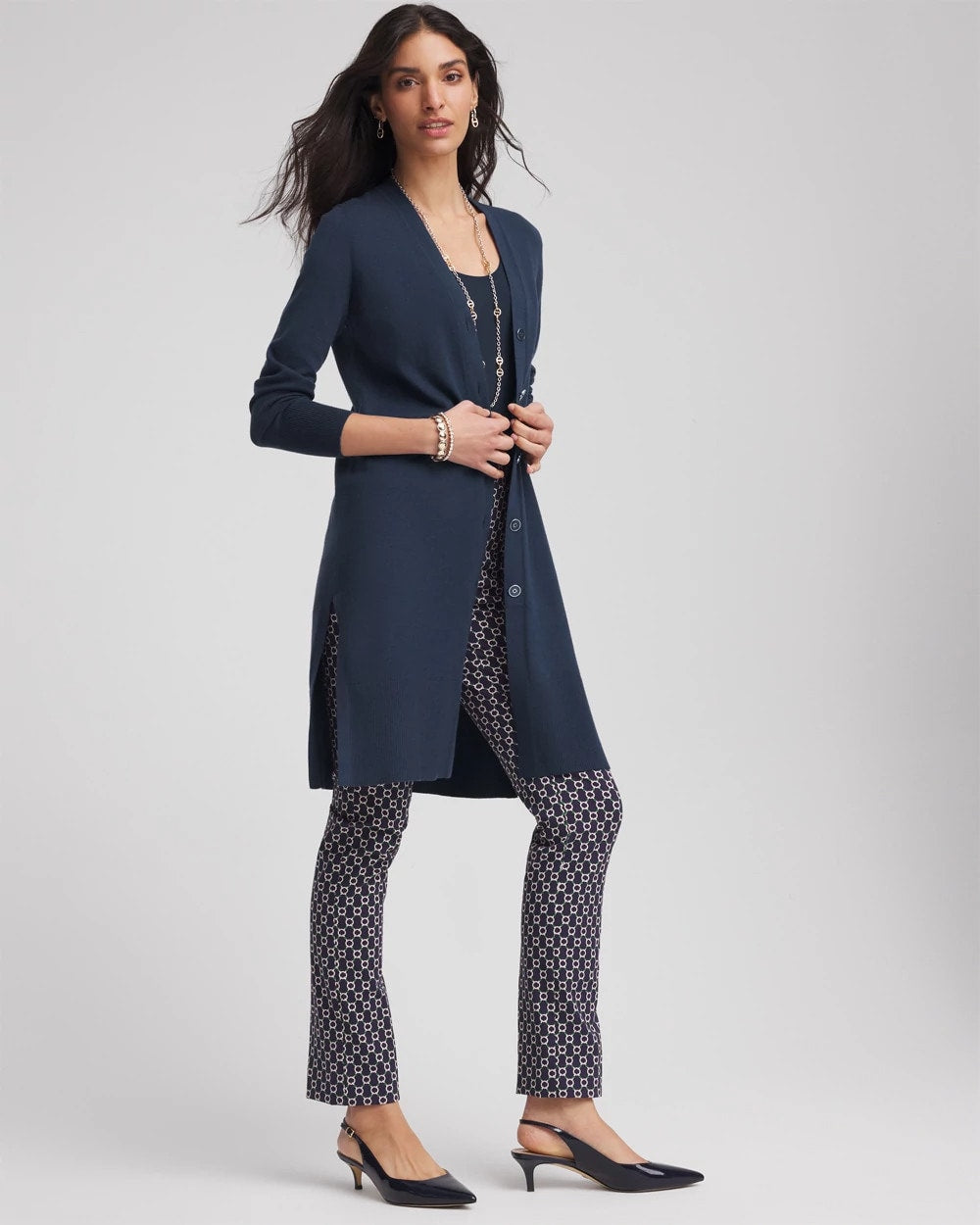 Chico's | Novelty Duster Button Cardigan/ Passport Blue