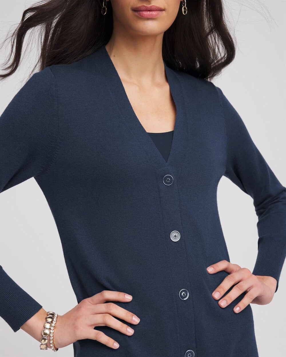 Chico's | Novelty Duster Button Cardigan/ Passport Blue