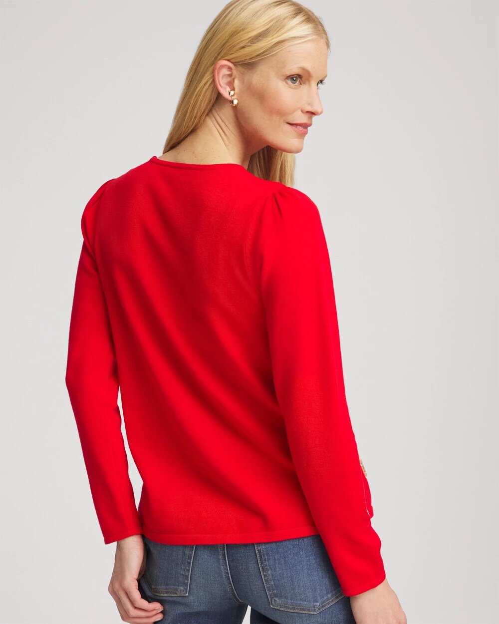 Chico's | V-Day Embroidered Heart Pullover/ Love Letter Red