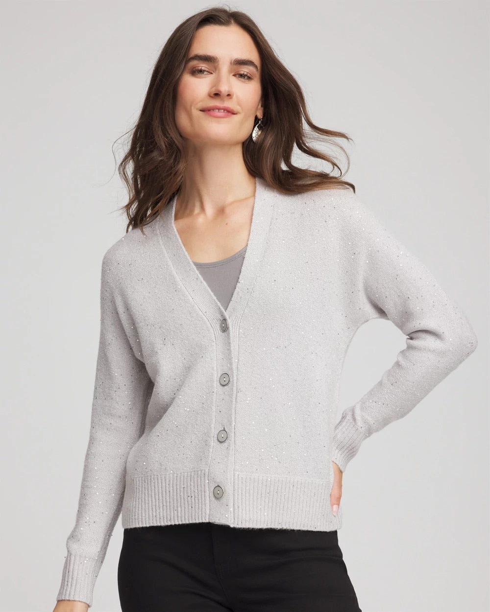 Chico's | Shine Boyfriend Cardigan/ Dove Gray