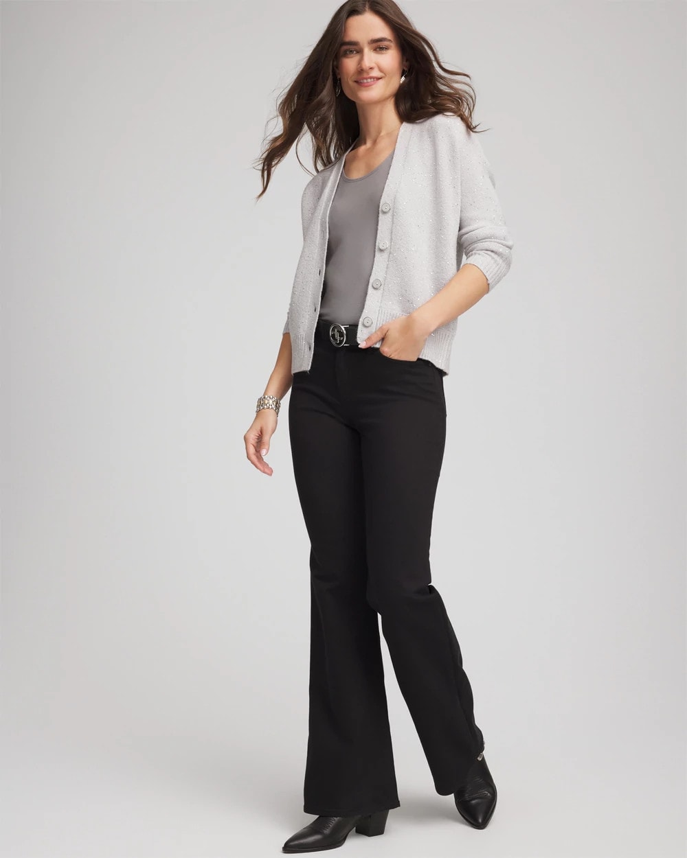 Chico's | Shine Boyfriend Cardigan/ Dove Gray