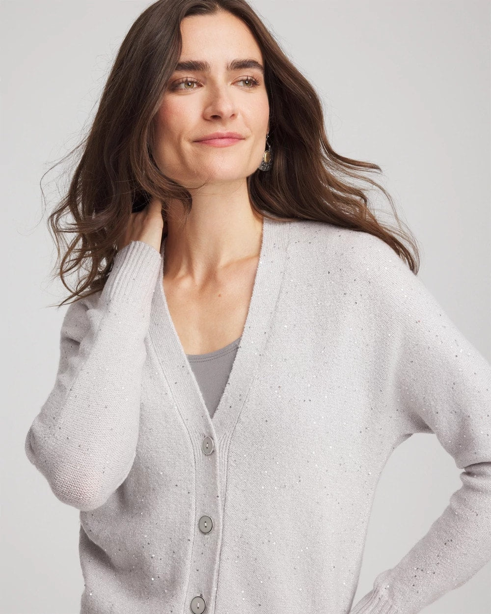 Chico's | Shine Boyfriend Cardigan/ Dove Gray