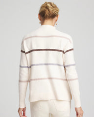 Chico's | Sequined Stripe Pullover Sweater/ English Cream
