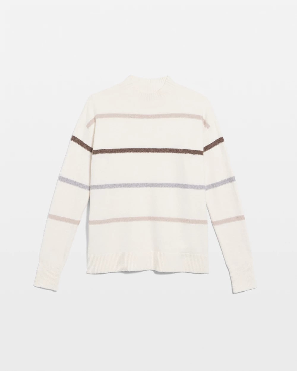 Chico's | Sequined Stripe Pullover Sweater/ English Cream