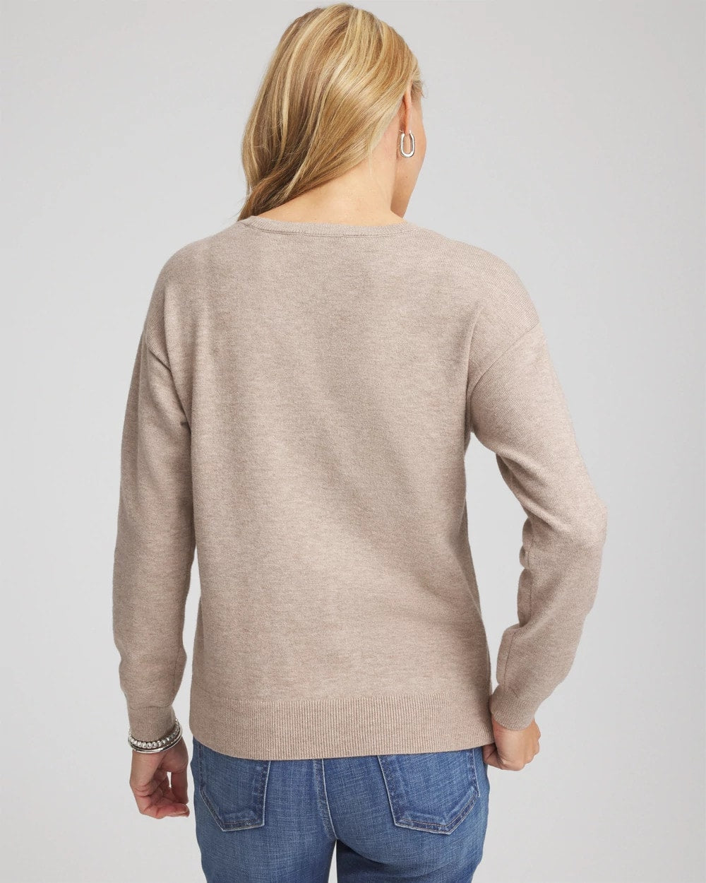 Chico's | Floral Sequined Pullover/ Smokey Taupe