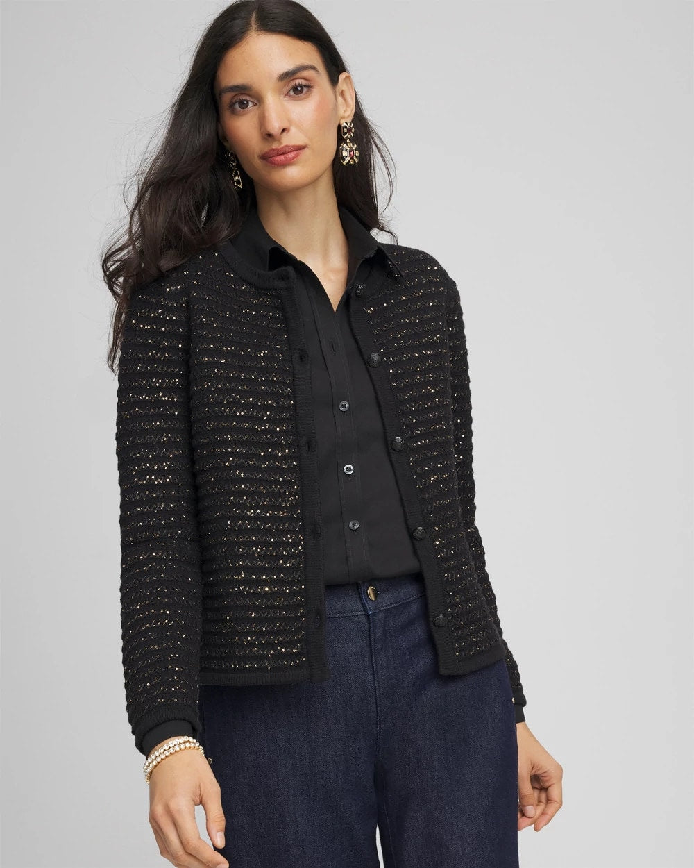 Chico's | Shine Cropped Cardigan/ Black