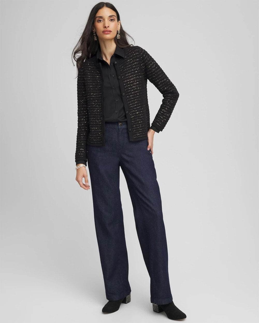 Chico's | Shine Cropped Cardigan/ Black