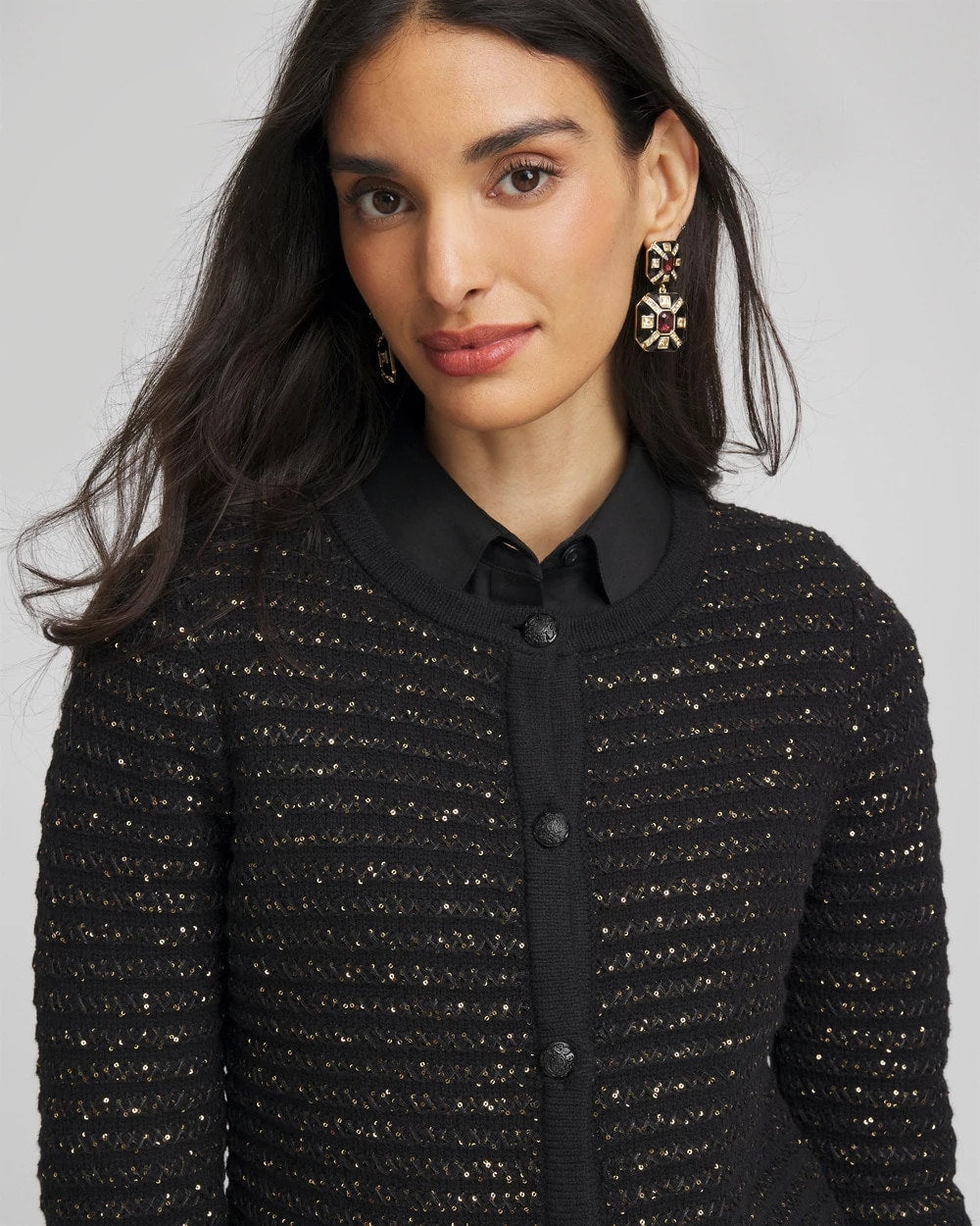 Chico's | Shine Cropped Cardigan/ Black