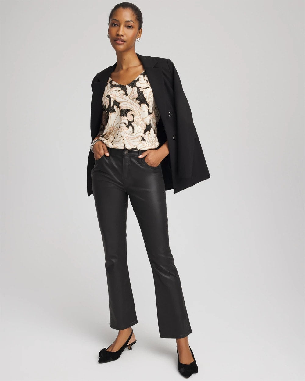 Chico's | Ella Metallic V-Neck Sweater/ Purple Royale
