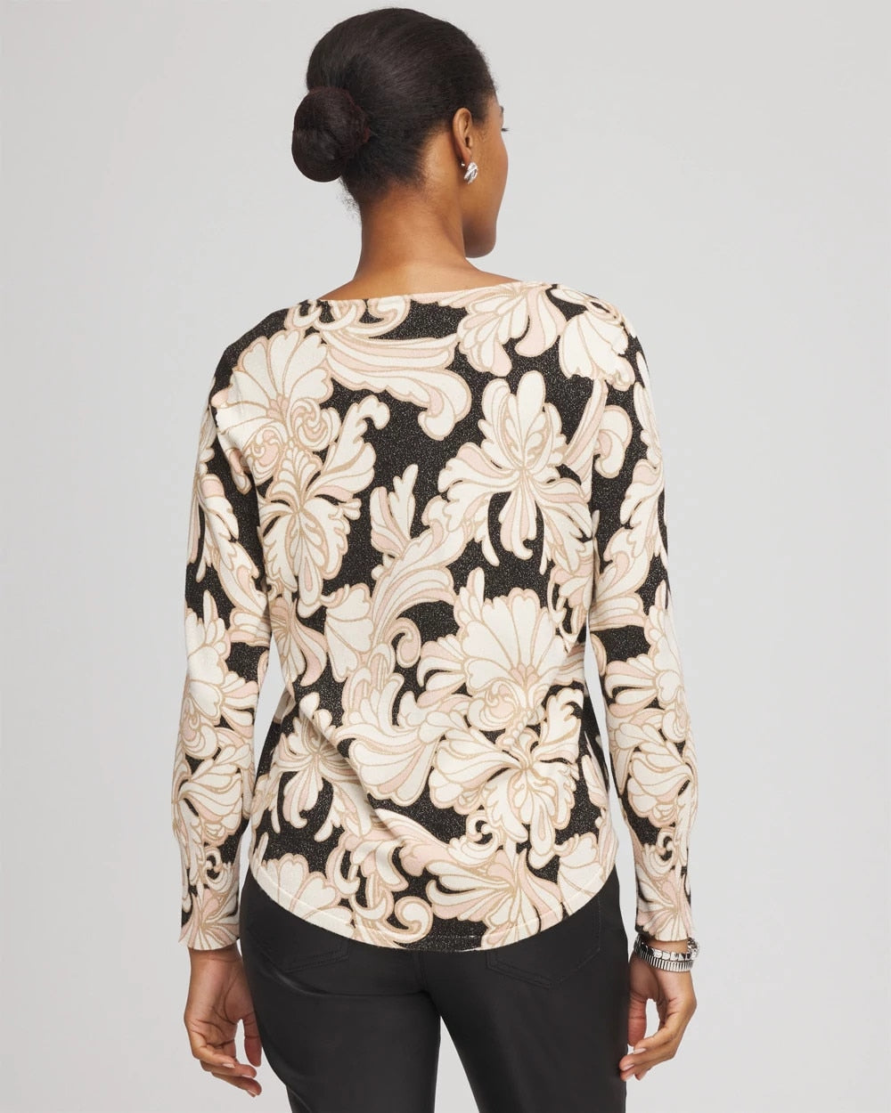 Chico's | Ella Metallic V-Neck Sweater/ Purple Royale