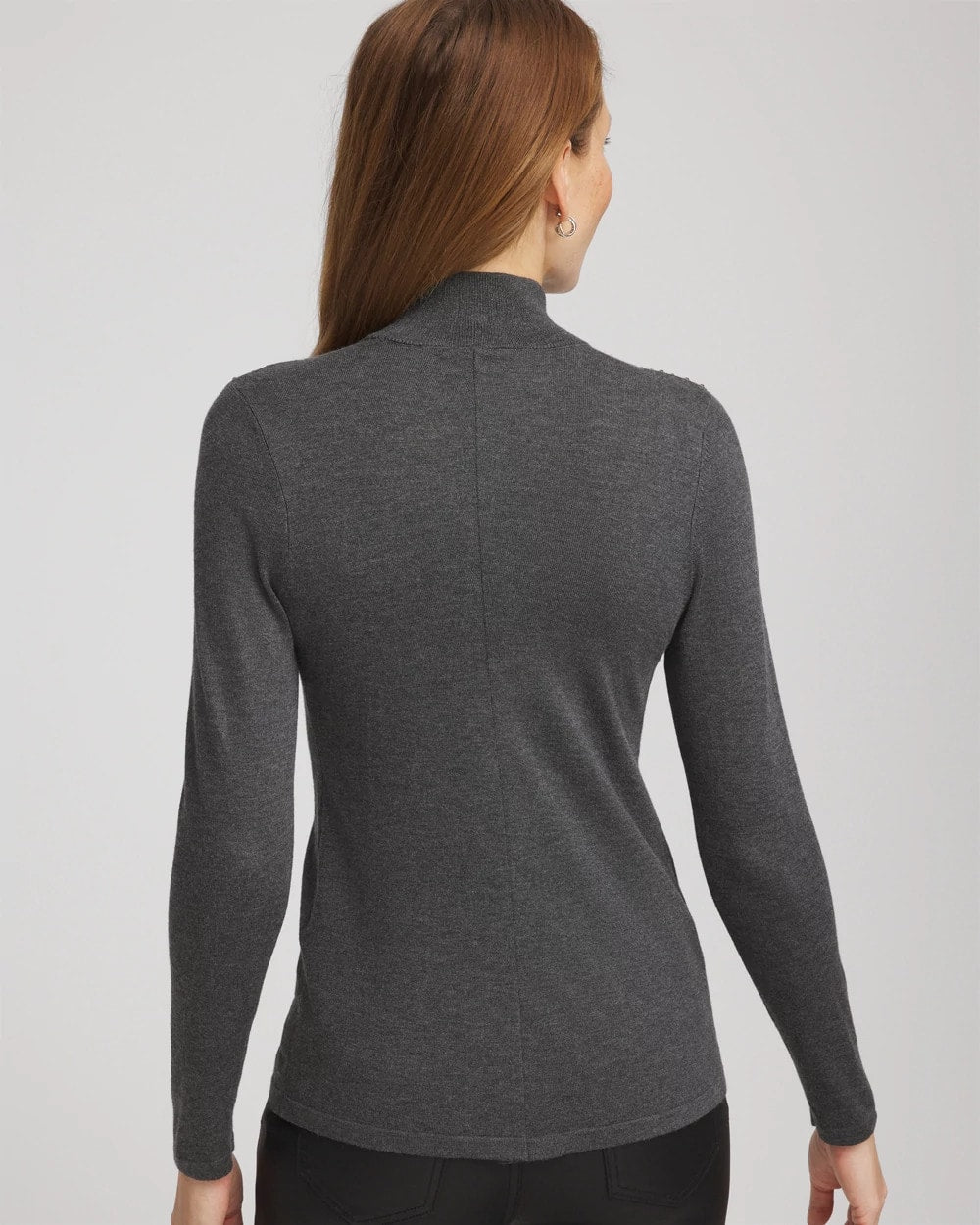 Chico's | Ella Rhinestone Mockneck Sweater/ Graphite Gray