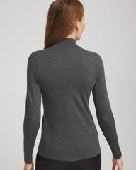 Chico's | Ella Rhinestone Mockneck Sweater/ Graphite Gray