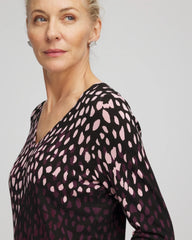 Chico's | Ella Printed V-Neck Sweater/ Black