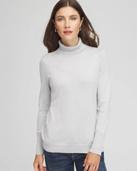 Chico's | Metallic Turtleneck Pullover Sweaters/ Silver Glitter