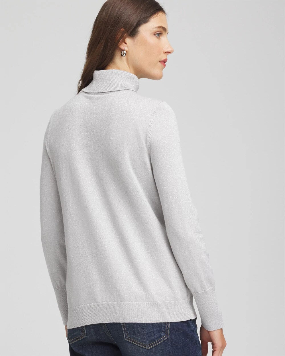 Chico's | Metallic Turtleneck Pullover Sweaters/ Silver Glitter