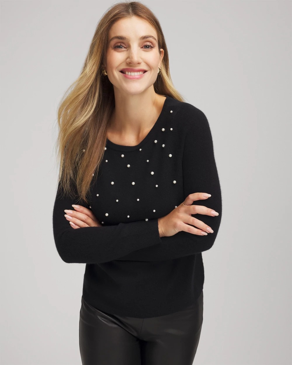 Chico's | Embellished Cashmere Pullover Sweater/ Black