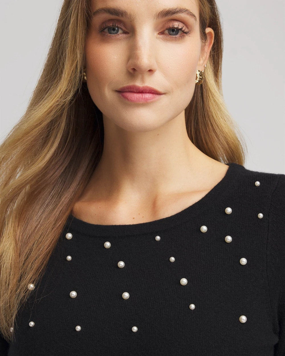 Chico's | Embellished Cashmere Pullover Sweater/ Black