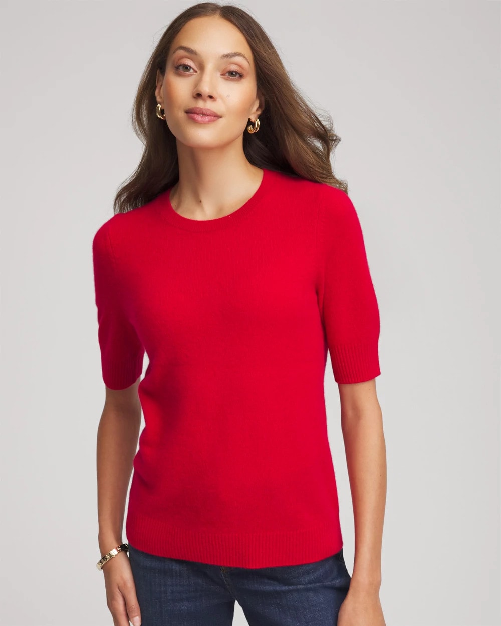 Chico's | Crewneck Cashmere Pullover Sweater/ Red