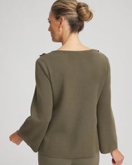 Chico's | Appliqué Flared-Sleeve Sweater/ Nettle Leaf