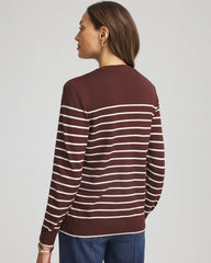 Chico's | Ella Striped Long-Sleeve Cardigan/ Cacao