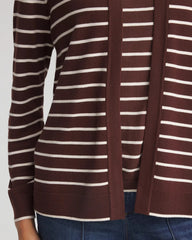 Chico's | Ella Striped Long-Sleeve Cardigan/ Cacao