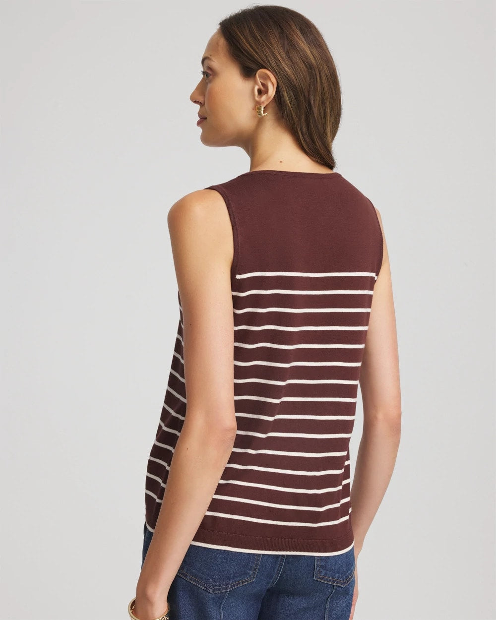 Chico's | Ella Striped Sweater Tank/ Cacao