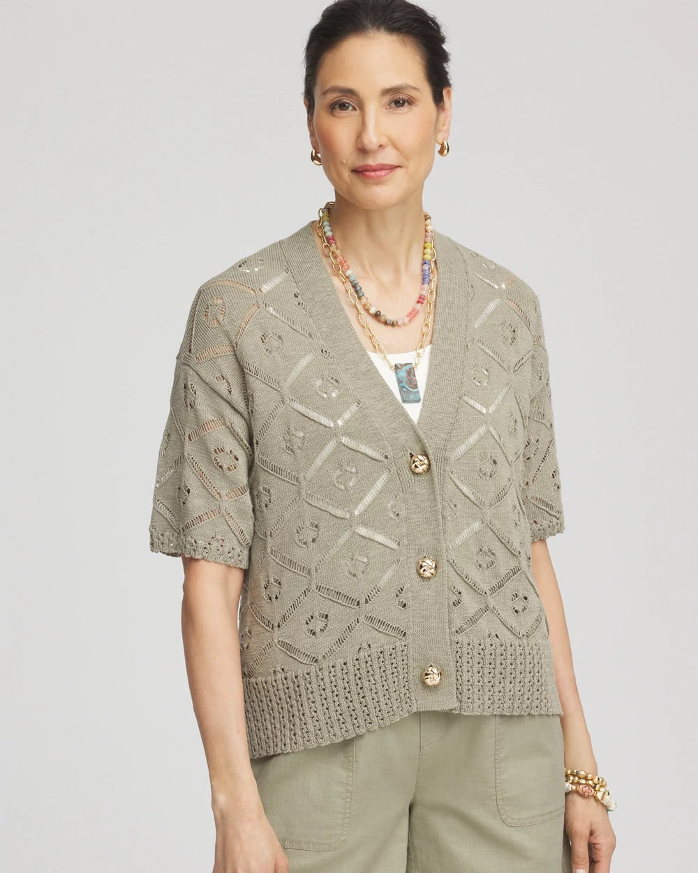 Chico's | Short Button-down Cardigan/ Washed Sage
