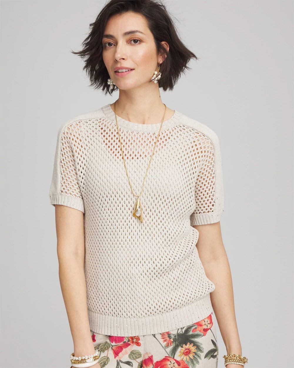 Chico's | Dolman Sleeved Sweater Tee/ River Rock