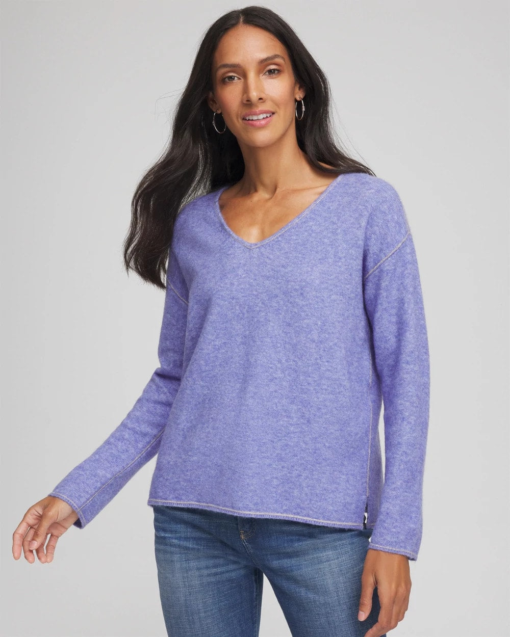 Chico's | Contrast Stitch Detail Pullover/ Vibrant Iris