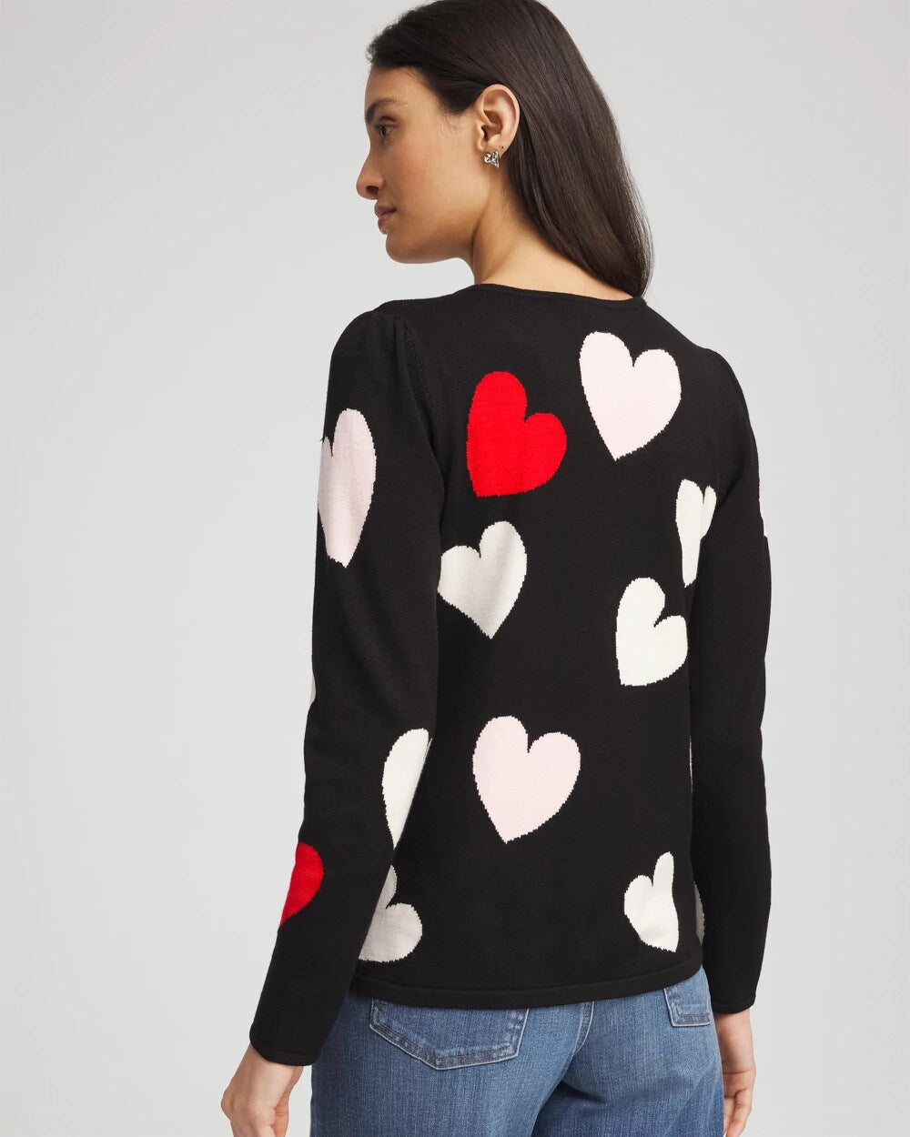 Chico's | V-Day Multi-Heart Pullover/ Black