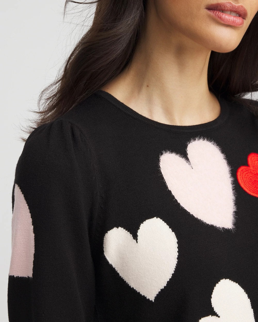 Chico's | V-Day Multi-Heart Pullover/ Black