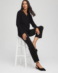 Chico's | Embellished V-Neck Pullover Sweater/ Black