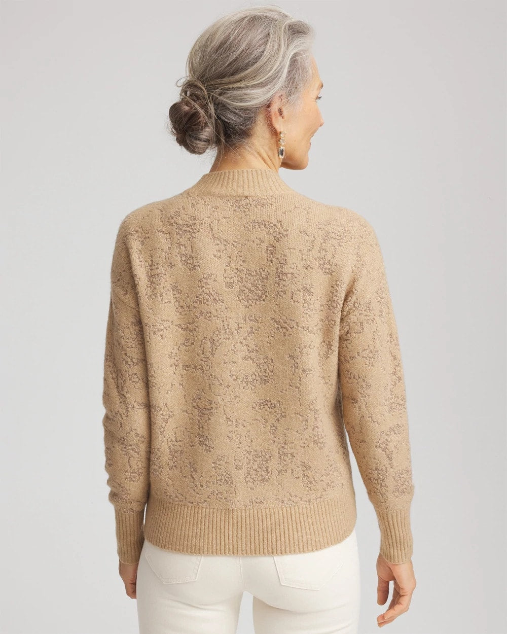 Chico's | Jacquard Mockneck Pullover/ Champagne Fizz