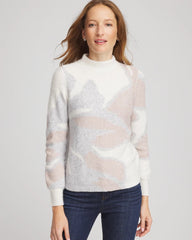 Chico's | Bloom Metallic Intarsia Pullover Sweater/ Birch Bark