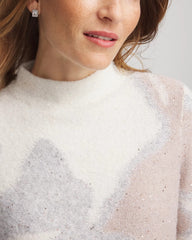 Chico's | Bloom Metallic Intarsia Pullover Sweater/ Birch Bark