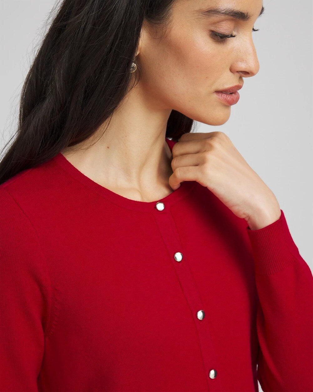 Chico's | Crewneck Cardigan/ Carmine Red
