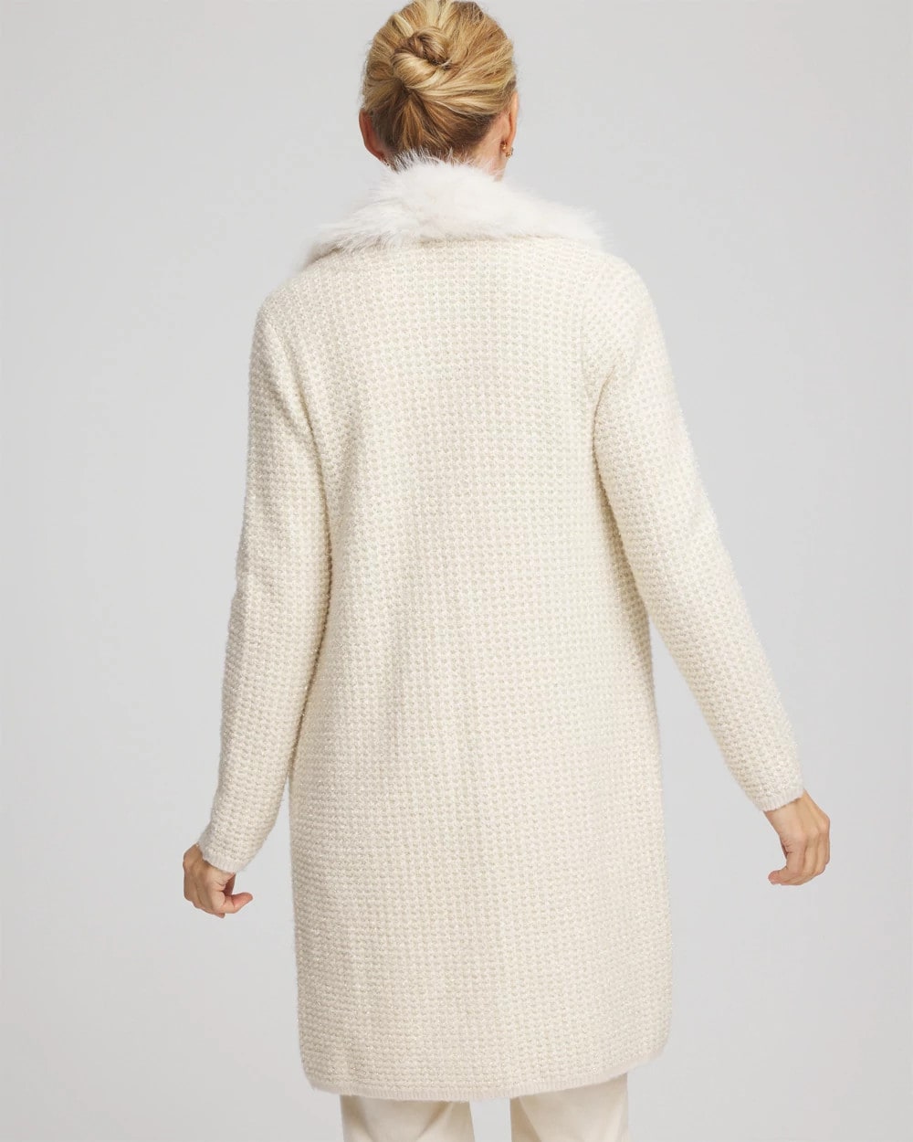 Chico's | Fur Trim Cardigan/ English Cream