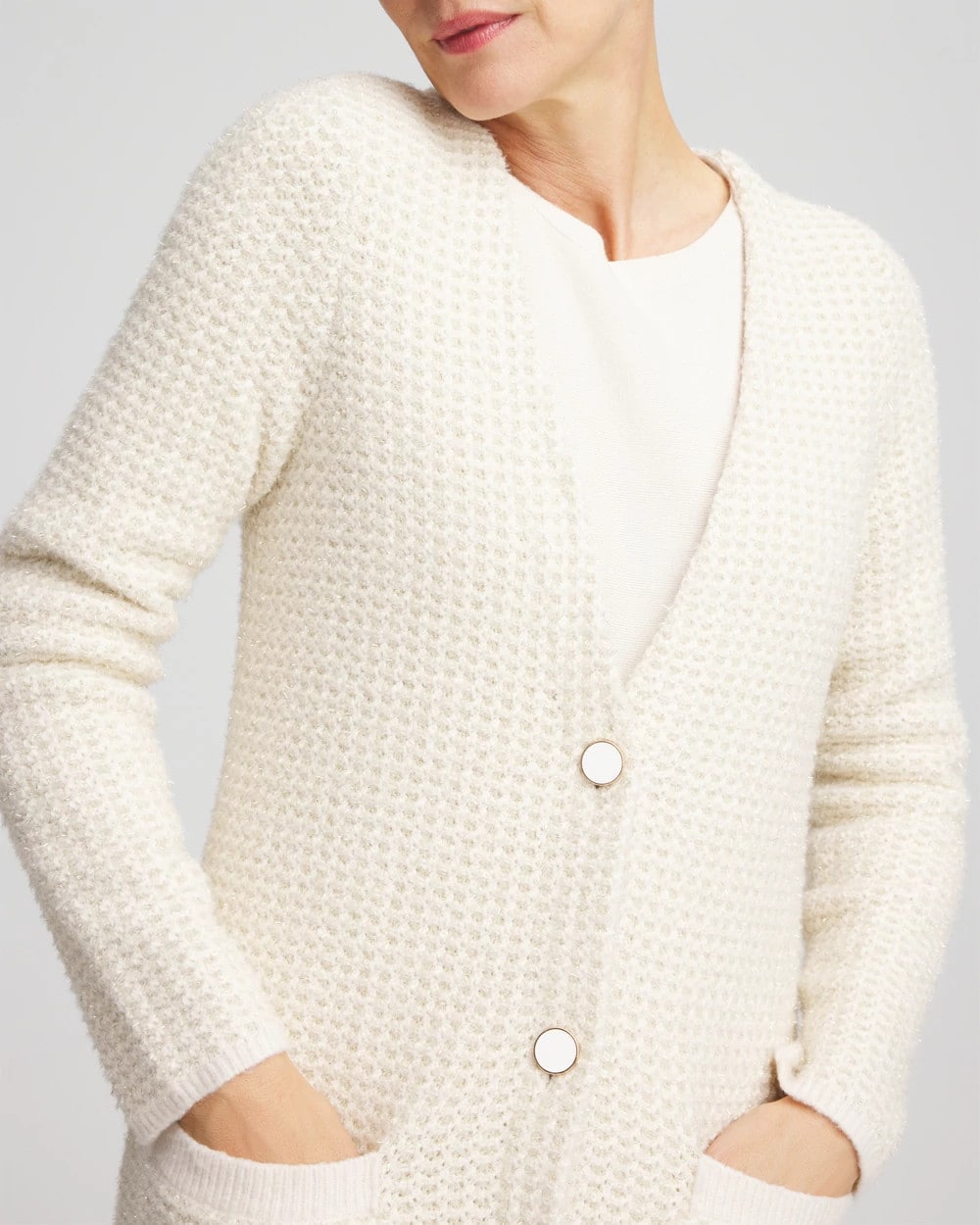 Chico's | Fur Trim Cardigan/ English Cream