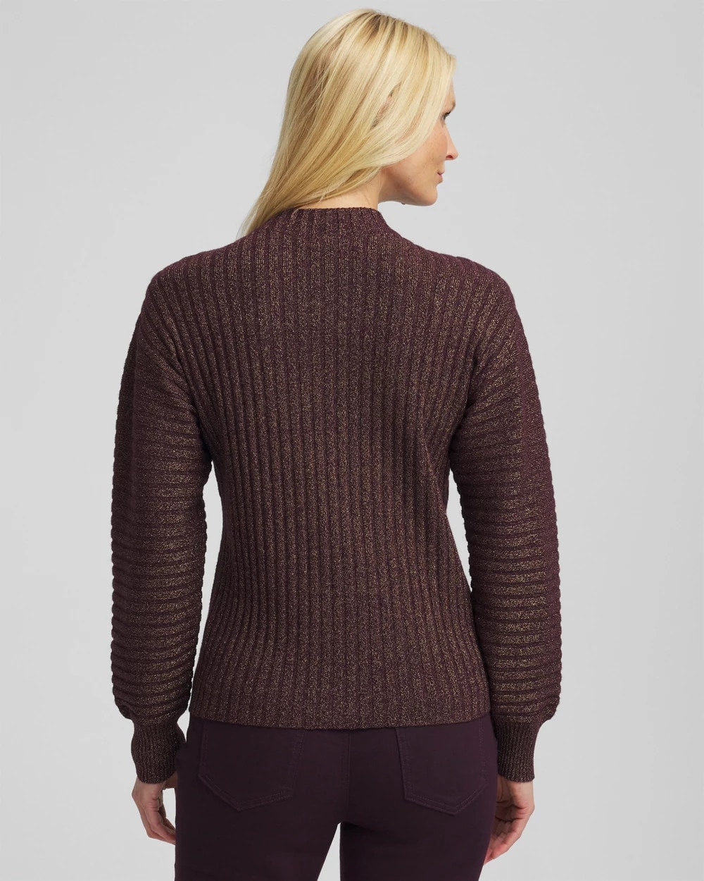 Chico's | Metallic Ribbed Pullover/ Night Bloom