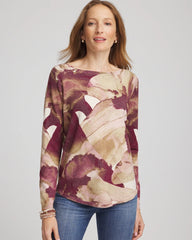Chico's | Ella Ocean Glitz Boatneck Sweater/ Purple Royale