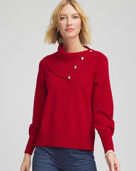 Chico's | Button Envelope Neck Sweater/ Carmine Red
