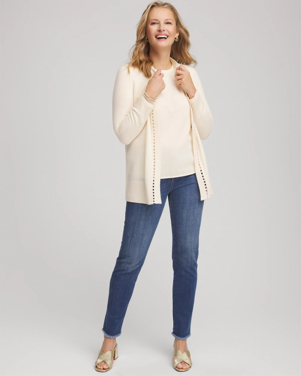 Chico's | Crewneck Cashmere Pullover Sweater/ Cream