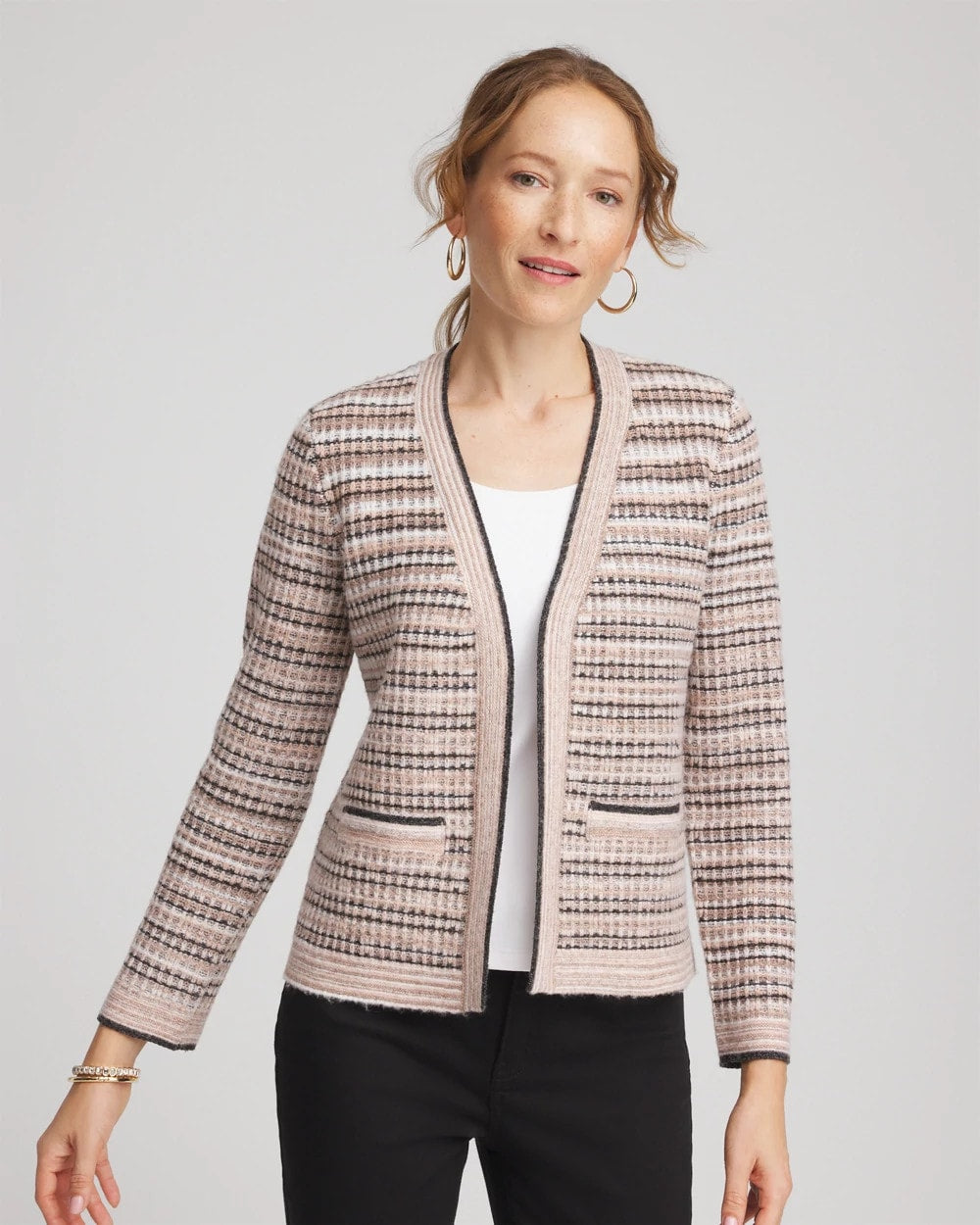 Chico's | Sunset Abstract Sweater Jacket/ Black