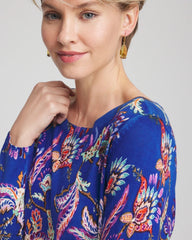 Chico's | Ella Boatneck Printed Pullover Sweater/ Cobalt Stone